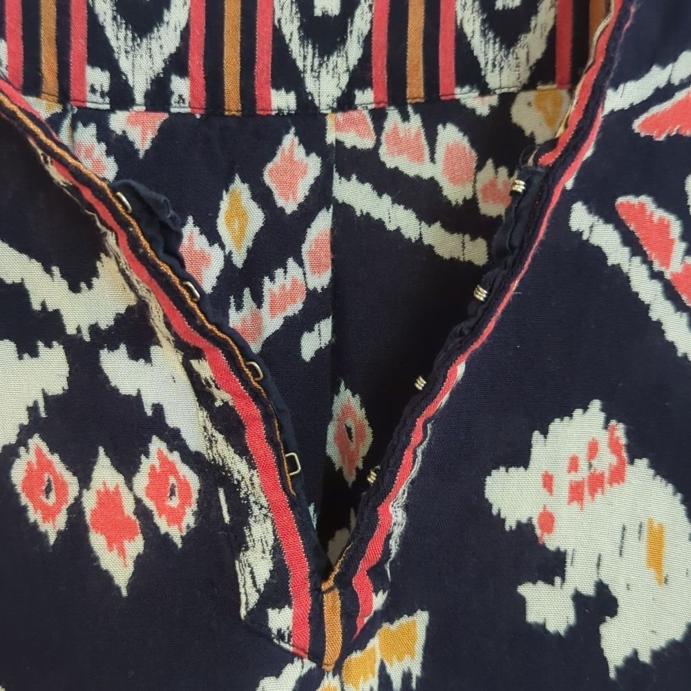 Roxy Navy Boho Aztec Cover Up Tunic Mini Dress Long Sleeve - Size S - Picture 8 of 10